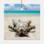 Kat Zonnebaden in het strand Keramisch Ornament (Achterkant)