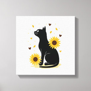 Kat Zonnebloem Kerstboom Zon Bloem Kat Liefhebber  Canvas Afdruk