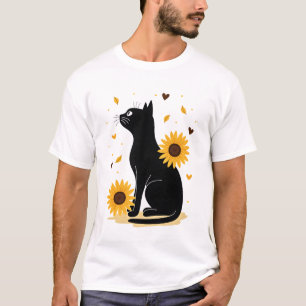 Kat Zonnebloem Kerstboom Zon Bloem Kat Liefhebber  T-shirt