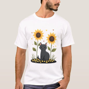 Kat Zonnebloem Kerstboom Zon Bloem Kat Liefhebber  T-shirt