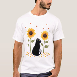 Kat Zonnebloem Kerstboom Zon Bloem Kat Liefhebber  T-shirt