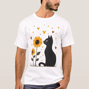Kat Zonnebloem Kerstboom Zon Bloem Kat Liefhebber  T-shirt