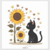 Kat Zonnebloem Kerstboom Zonnebloem Kat Liefhebber Sticker (Vel)