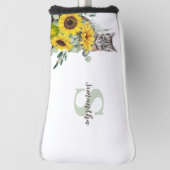 Kat Zonnebloem Monogram Naam Golfheadcover (Draai 90)