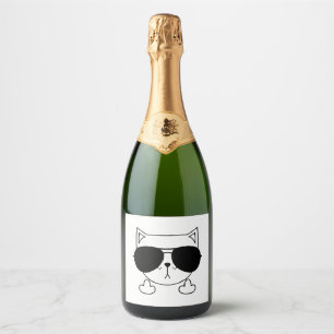 Kat Zonnebril Middelvinger Sparkling Wijnetiket