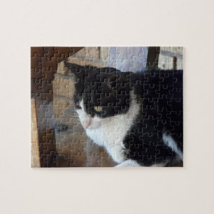 Kat-zwart en wit legpuzzel