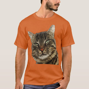 Kat zwarte omlijsting van de charmante bruine tabl t-shirt