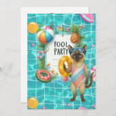 Kat zwembadfeest  kaart (Voorkant / Achterkant)