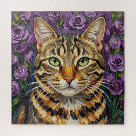 Katachtig & Bloemig | Schattige Artistieke Kat  Legpuzzel
