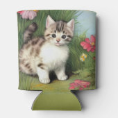  katafbeelding met rode bloemen blikjeskoeler (Achterkant)