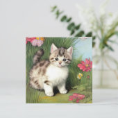 katafbeelding met rode bloemen kaart (Staand voorkant)