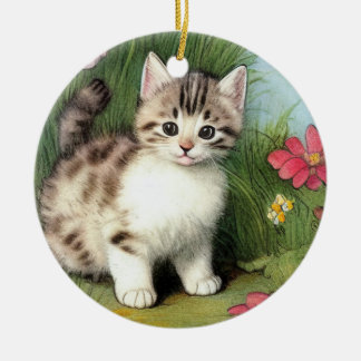 katafbeelding met rode bloemen keramisch ornament