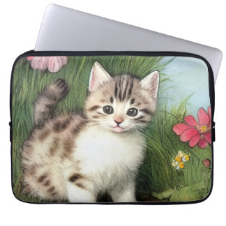 katafbeelding met rode bloemen laptop sleeve