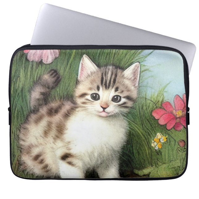  katafbeelding met rode bloemen laptop sleeve (Voorkant)