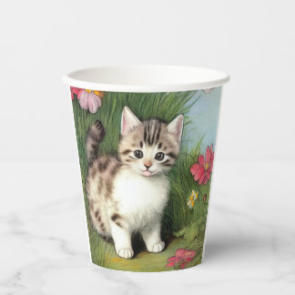 katafbeelding met rode bloemen papieren bekers