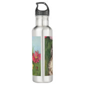 katafbeelding met rode bloemen waterfles (Achterkant)