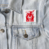 [Katakana] Samurai rood personage Vierkante Button 5,1 Cm (In situ)
