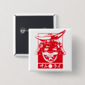 [Katakana] Samurai rood personage Vierkante Button 5,1 Cm (Voorkant /achterkant)