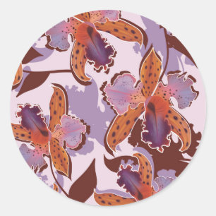 Katalytisch orchideeënpatroon ronde sticker