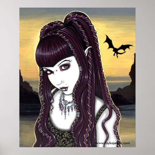 Katana Gothic Dragon Goddess Poster (Voorkant)