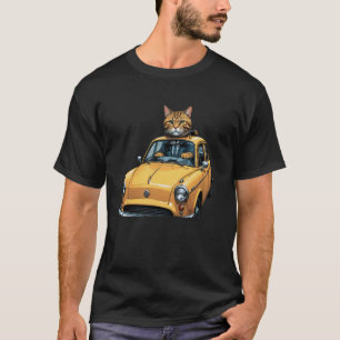 Katautocht in gele taxi, grappige grafische katten t-shirt
