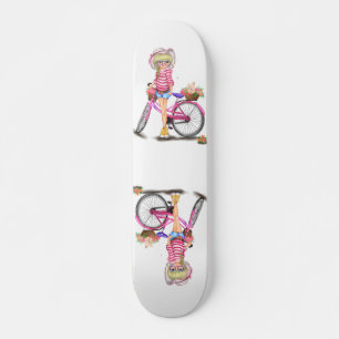 Kateboard voor een bladermeisje met roze bike skateboard