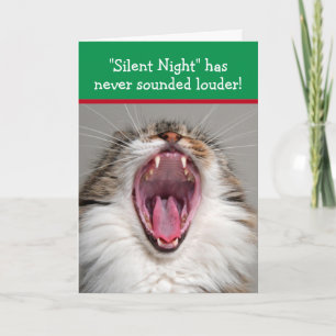 Kater luidkeels "Stille Nacht" Kerstlied zingend Kaart
