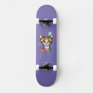 Kater Waterverf Kleurrijk Skateboard
