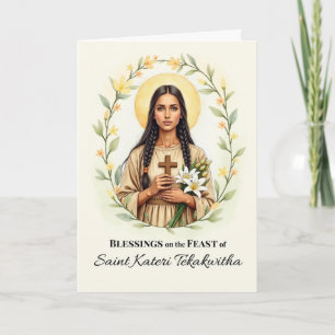 Kateri Tekakwitha-feestdag Zegenkrans Kaart