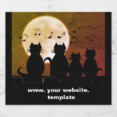 Katerwauling, Katten in het maanlicht. Personalise Likeurfles Etiket (Enkel label)