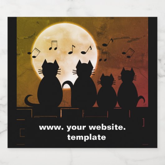 Katerwauling, Katten in het maanlicht. Personalise Likeurfles Etiket (Enkel label)
