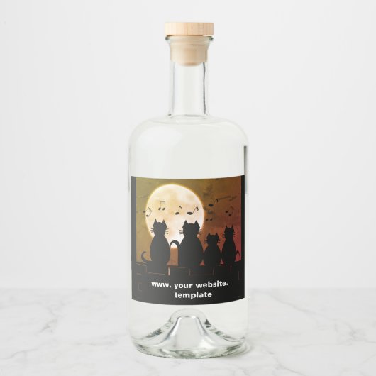 Katerwauling, Katten in het maanlicht. Personalise Likeurfles Etiket (Voorkant)