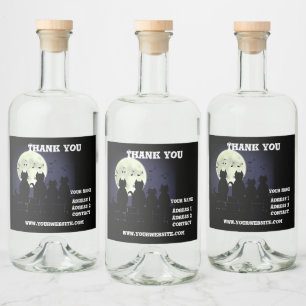 Katerwauling, Katten in het maanlicht. Personalise Likeurfles Etiket