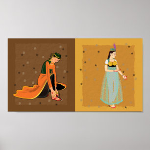 Kathak Dancer en Modern in een collage Poster
