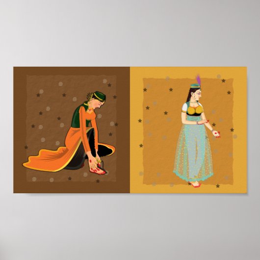 Kathak Dancer en Modern in een collage Poster (Voorkant)