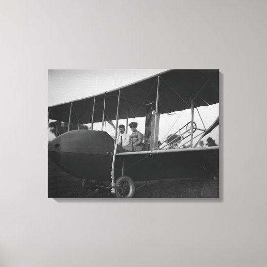Katharine Wright with Orville in Model HS Canvas Afdruk (Voorkant)