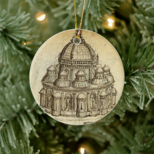 Kathedraal architectuurstudie door Leonardo da Vin Keramisch Ornament