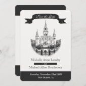 Kathedraal Bewaar de Datum Zwart en Wit Save The Date (Voorkant / Achterkant)