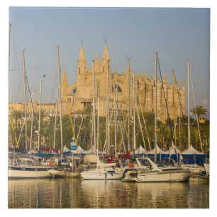 Kathedraal en marina, Palma, Mallorca, Spanje 2 Tegeltje