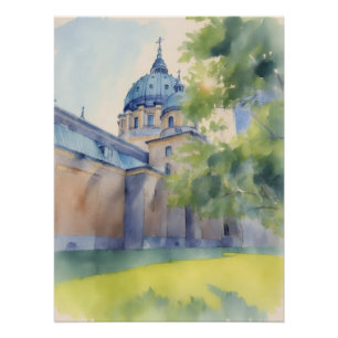 Kathedraal Marie-Reine-Du-Monde aquarel Perfect Poster