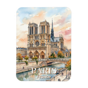 Kathedraal Notre Dame de Paris Aquarel Reis Magneet