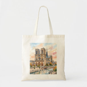 Kathedraal Notre Dame de Paris Aquarel Reis Tote Bag