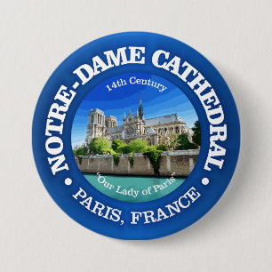 Kathedraal Notre Dame (Rd) Ronde Button 7,6 Cm
