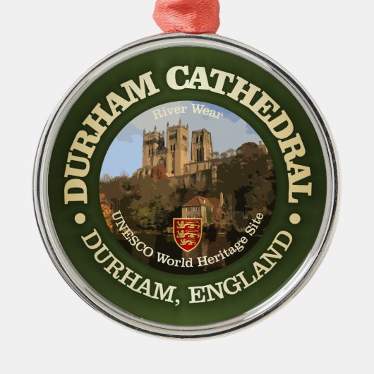 Kathedraal van Durham (rood) Metalen Ornament (Voorkant)