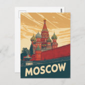 Kathedraal van Moskou Retro Briefkaart (Voorkant / Achterkant)