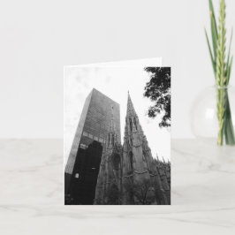 Kathedraal van New York in grijs gevouwen Wenskaar Kaart