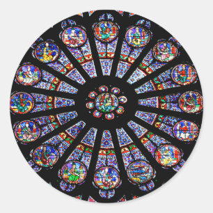 Kathedraal van Notre-Dame, kleurrijk Glas in lood Ronde Sticker