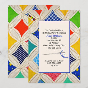 Kathedraalraam Quilt Verjaardagsfeestje Kaart