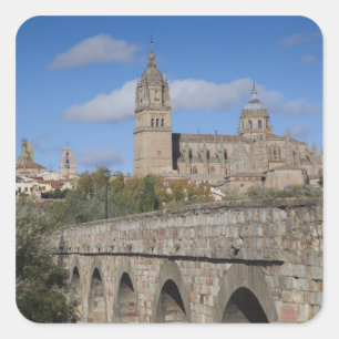 Kathedralen van Salamanca, gezien vanuit Puente Ro Vierkante Sticker
