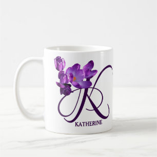 Katherine naam paarse bloemen trendy Koffiemok